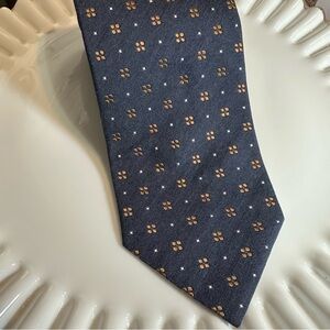 Ermenegildo Zegna Navy Silk & Cotton Tie – Brown Geometric, NWT SOPHISTICATED!!!